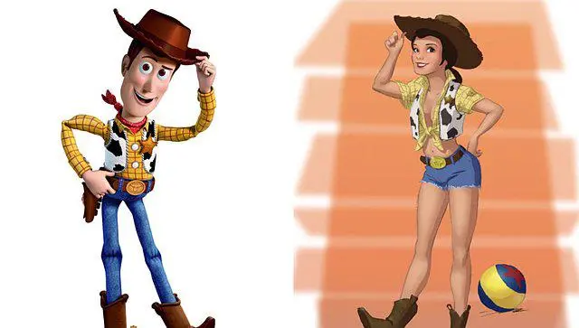 Personajes de caricatura se convierten en mujer