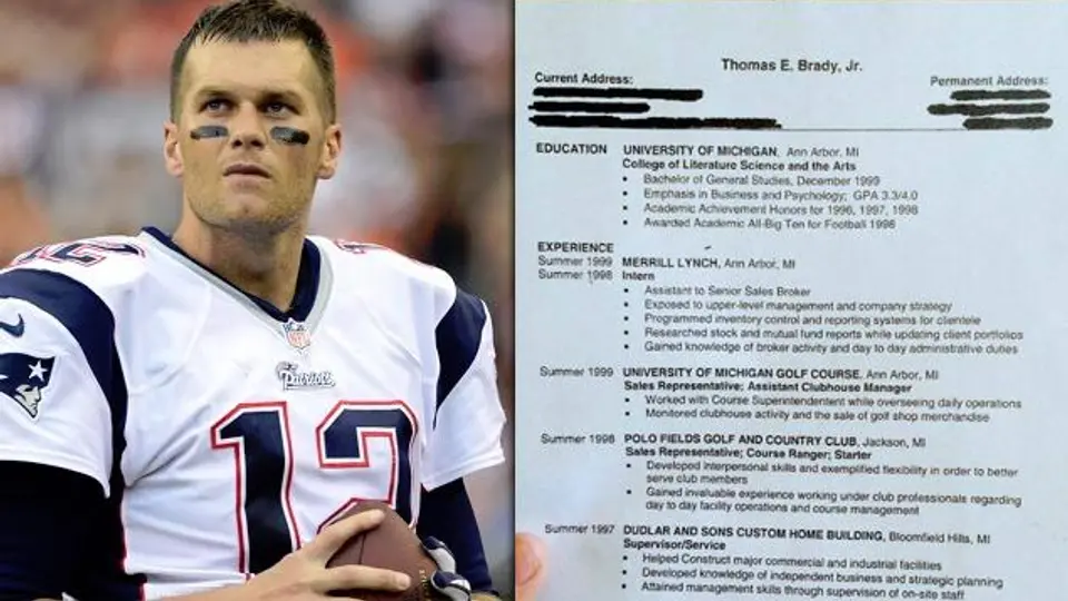 Tom Brady presume su antiguo CV