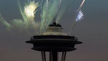 Space Needle celebra touchdowns de Seattle