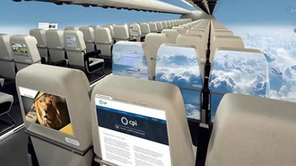 Diseñan avión futurista con pantallas en lugar de ventanas