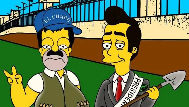 Artista italiano recrea fuga del Chapo al estilo de los Simpson