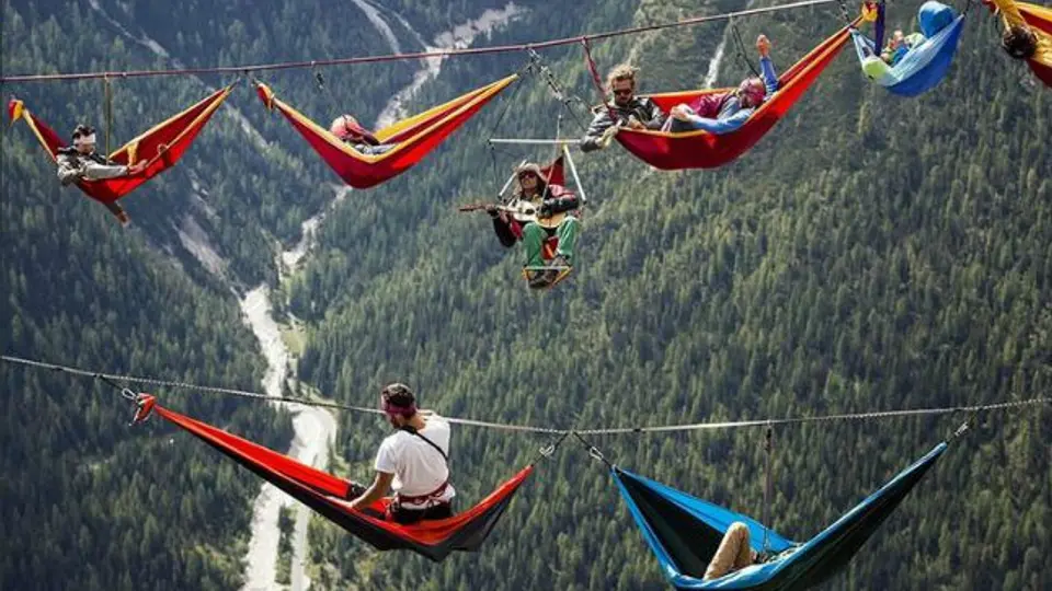 Festival de Highline, el desafío a la altura en un hamaca