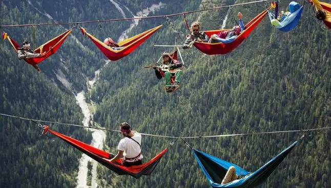 Festival de Highline, el desafío a la altura en un hamaca