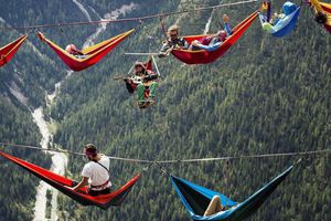 Festival de Highline, el desafío a la altura en un hamaca