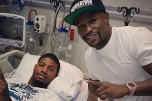 Mayweather visita a Paul George tras operación
