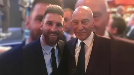Así fue el divertido y entrañable encuentro entre Patrick Stewart y Lionel Messi