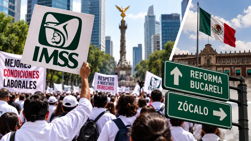 Paseo de la Reforma será uno de los puntos con posibles afectaciones por la megamarcha del IMSS. / IA
