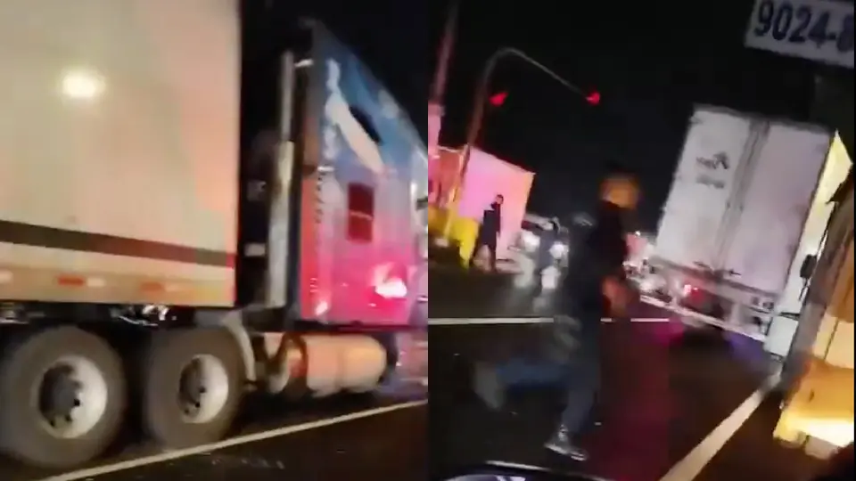 Durante unos minutos, el trailer fue perseguido hasta lograr su detención / Redes Sociales