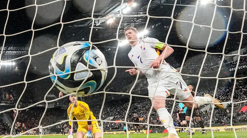 Kevin De Bruyne en un amistoso de Bélgica contra Alemania en 2023 | AP