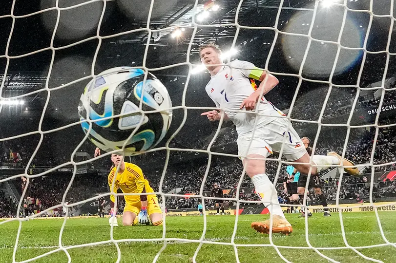 Kevin De Bruyne en un amistoso de Bélgica contra Alemania en 2023 | AP