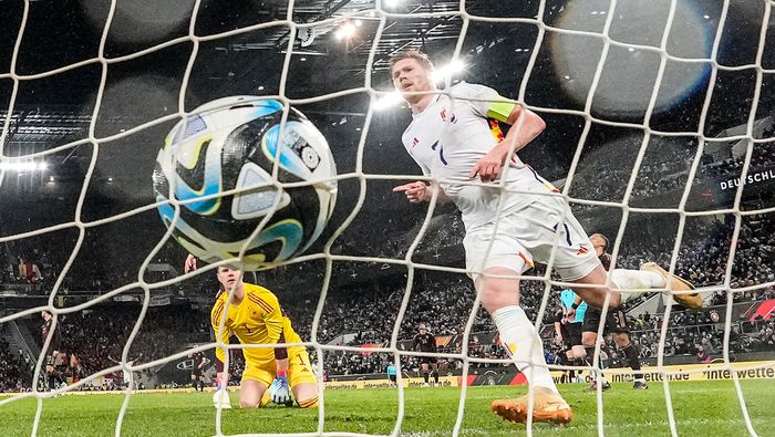 Kevin De Bruyne en un amistoso de Bélgica contra Alemania en 2023 | AP