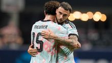Thomas Meunier celebra con Zeno Debast en el amistoso de Bélgica contra Estados Unidos | AP