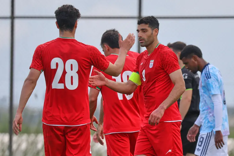 Jugadores de Irán en celebración durante su amistoso contra Costa Rica | AP