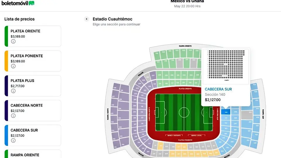 Precios de los boletos para el México vs Ghana l CAPTURA