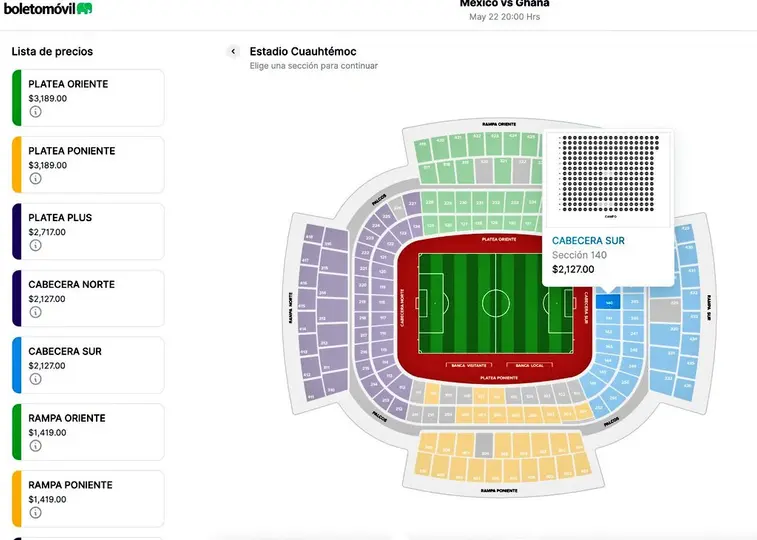 Precios de los boletos para el México vs Ghana l CAPTURA
