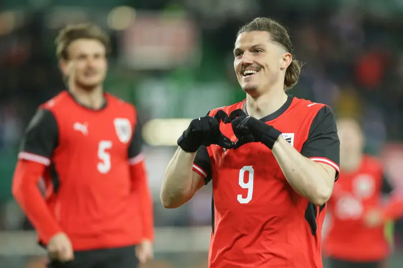 Marcel Sabitzer en celebración en el partido amistoso entre Austria y Corea del Sur | AP