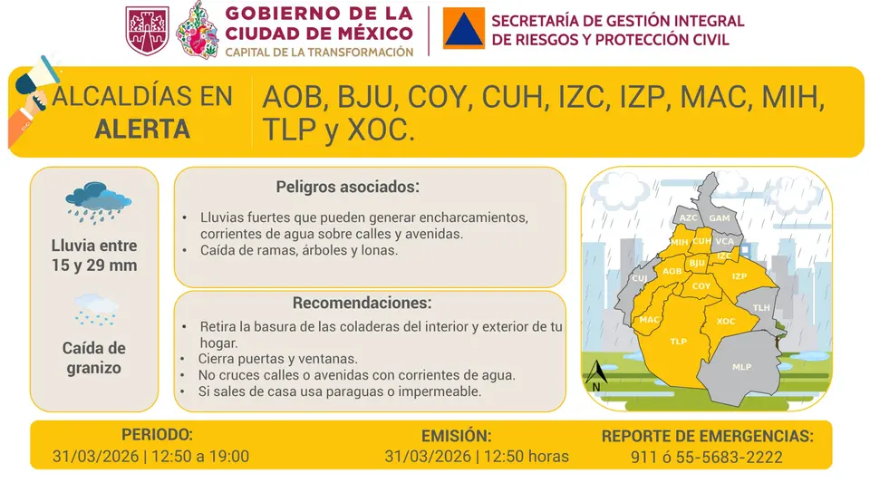 La lluvia se presentó de forma repentina durante la tarde./ X