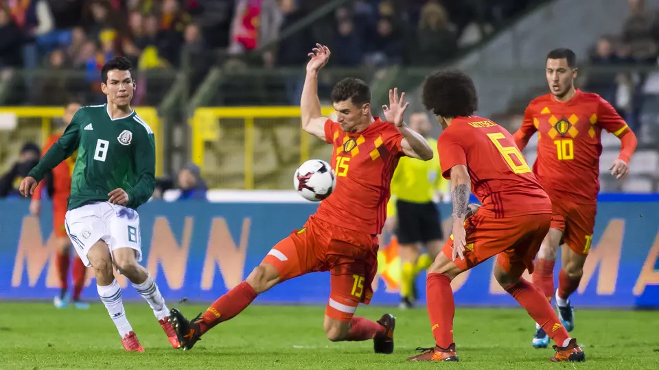 Chucky Lozano le marcó doblete a Bélgica en el amistoso de 2017. l MEXSPORT