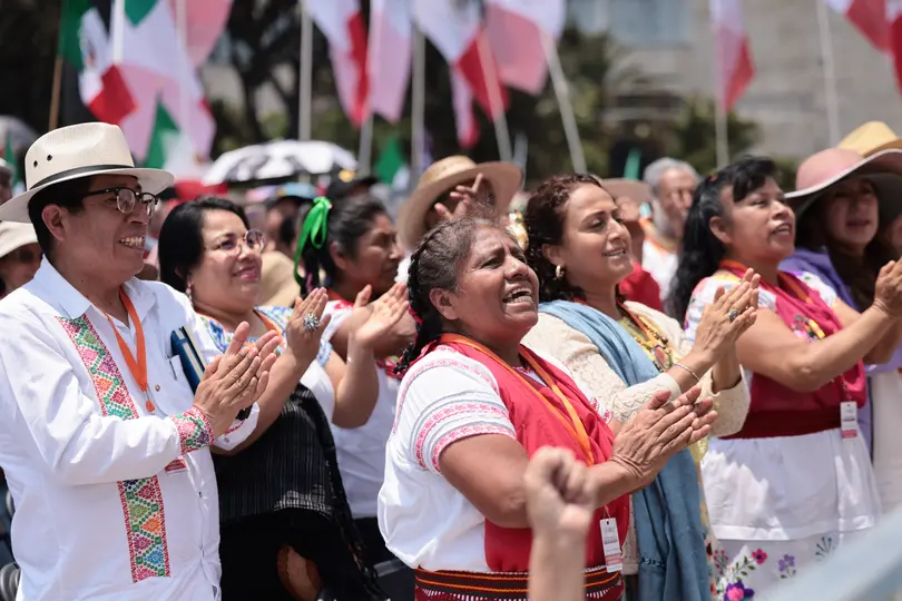 Durante su mensaje, Claudia Sheinbaum destacó la continuidad del proyecto político impulsado por Andrés Manuel López Obrador./ Gobierno de México