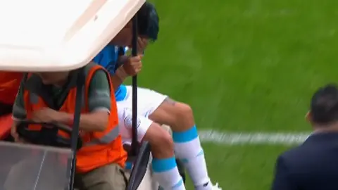Zelarayán asisitido por el carrito l CAPUTURA de TyC Sports