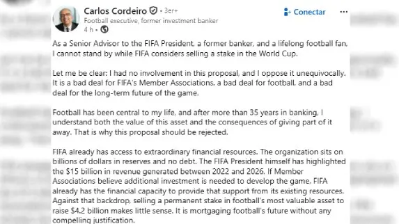 Así fue el comunicado de Carlos Cordeiro, ex asesor de la FIFA | AP