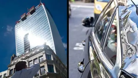 Reflejo de edificio en Londres derrite autos
