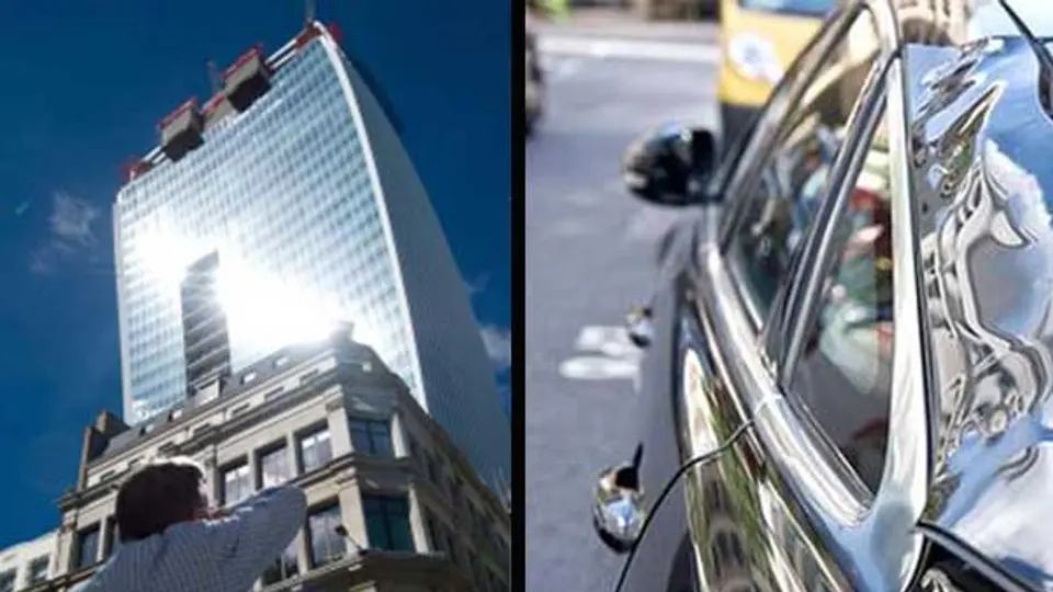 Reflejo de edificio en Londres derrite autos