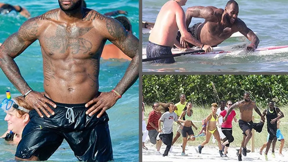 LeBron James muestra su físico en playas de Miami