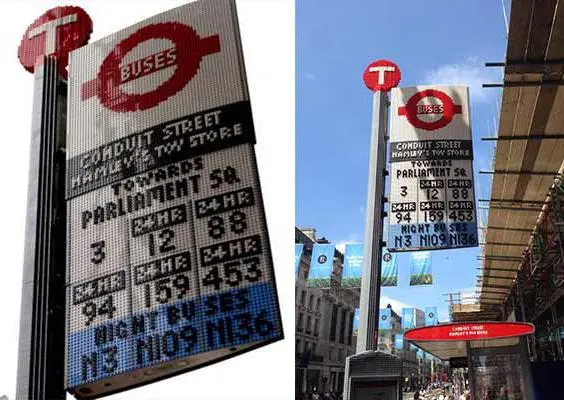 Parada de autobús construida con piezas de LEGO