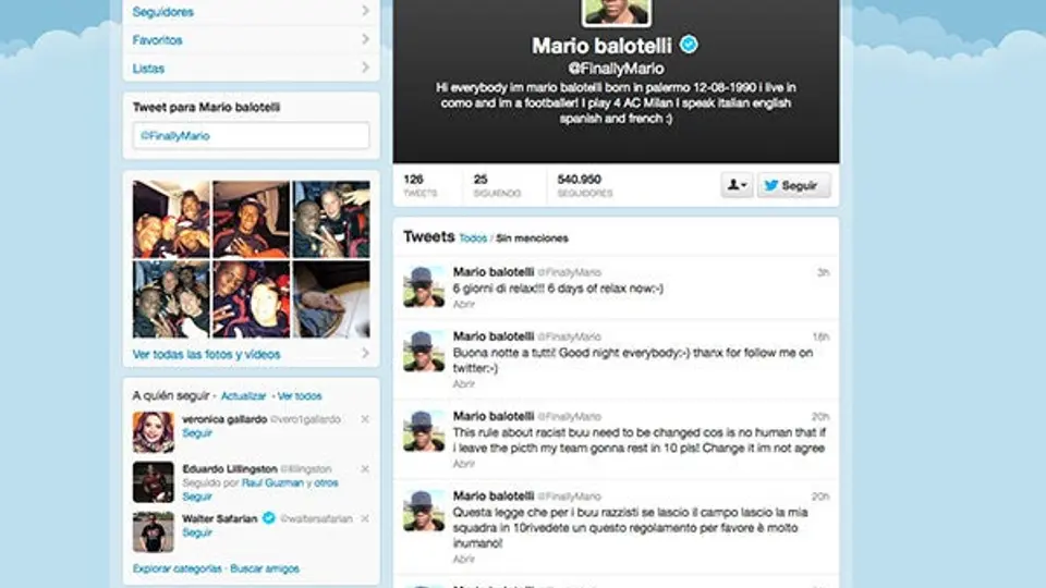 Mario Balotelli se estrena en Twitter