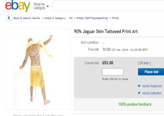 Hombre pretende vender su piel tatuada en eBay