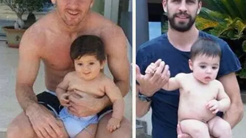 Messi y Piqué presumen a sus retoños