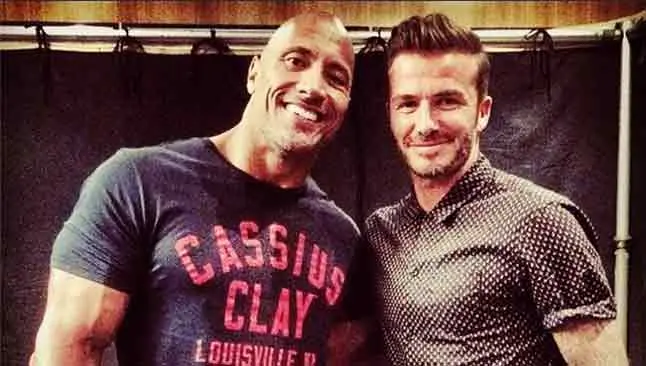 The Rock y David Beckham, encuentro de campeones