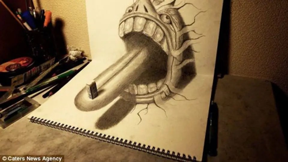 Artista crea dibujos a lápiz con ilusiones en 3D