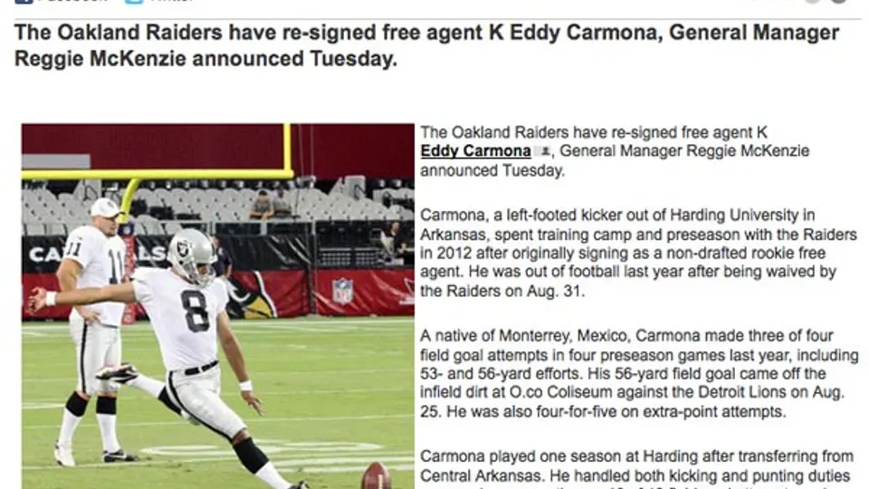 Raiders firma nuevamente a pateador mexicano