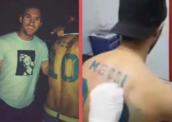 Messi recibe a aficionado que se tatuó su nombre