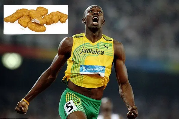 Mil nuggets de pollo, el alimento de Bolt en Beijing