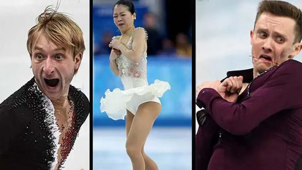 Caras chistosas de patinadores en Sochi