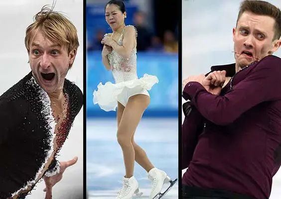 Caras chistosas de patinadores en Sochi