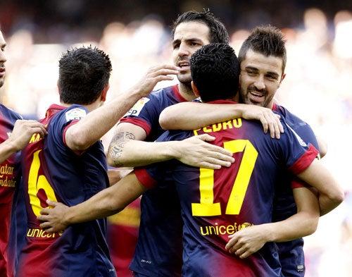 Con su victoria de 4-1 sobre el Málaga, el cuadro culé sumó 100 puntos en la campaña | EFE