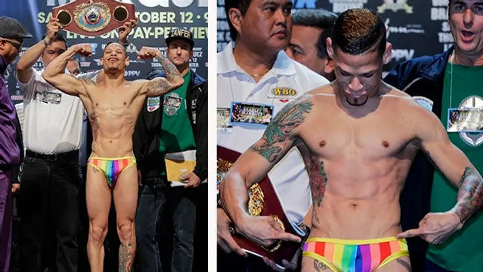 Orlando Cruz luce calzoncillos con la bandera gay en pesaje