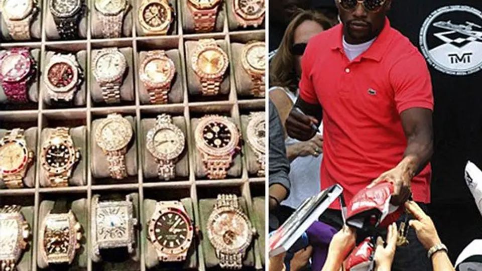 Mayweather presume su colección de relojes valuada en 6.4 mdd