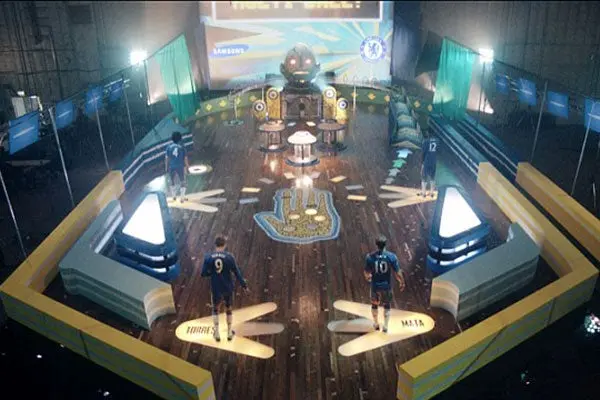 Mata, Torres, Luiz y Obi juegan en pinball gigante