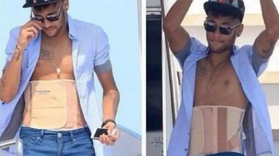 Neymar vacaciona con faja por rehabilitación