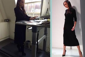 Peculiar forma de Victoria Beckham para ejercitarse