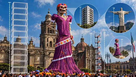 La Catrina Gigante del Zócalo mide más que el Cristo Redentor y equivale a casi 14 porterías de futbol