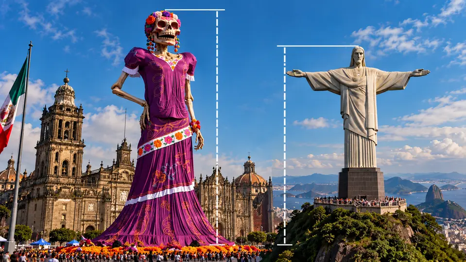 La figura instalada en la Plaza de la Constitución supera en altura a la estatua del Cristo Redentor de Brasil, que mide 30 metros sin contar su pedestal. / IA