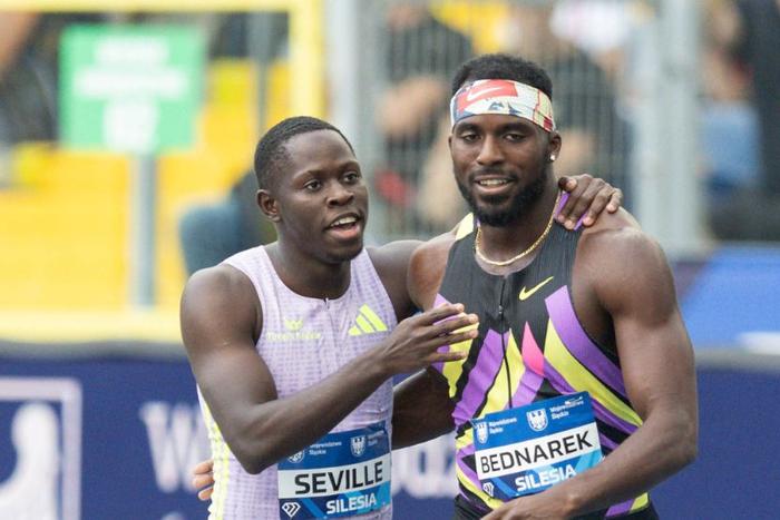 Oblique Seville Reacts After 100m Loss to Kenny Bednarek at Ultimate Championships