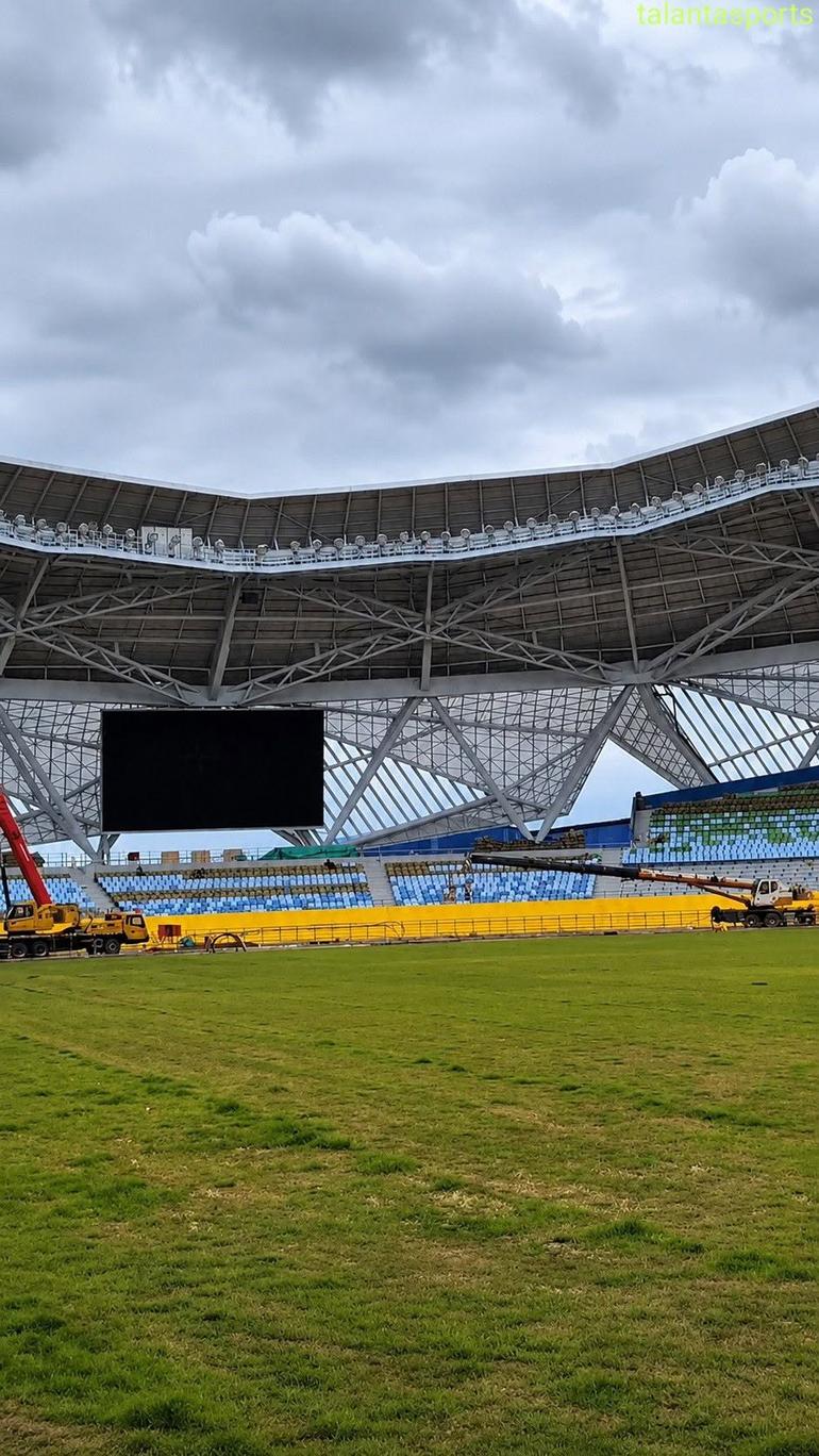 Samia Suluhu Stadium progress. 
Image source: Talanta Stadium