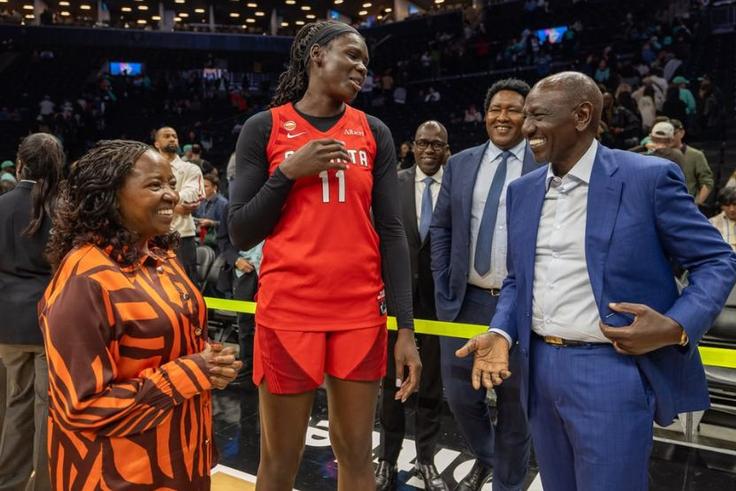President Ruto Attends Atlanta Dream Game to Support Kenyan WNBA Star Madina Okot